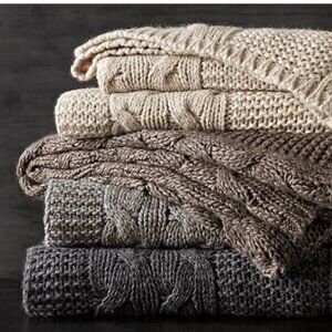 RH Restoration Hardware Alpaca Blend Oversized Throw Blanket 92” Luxe Knit $425